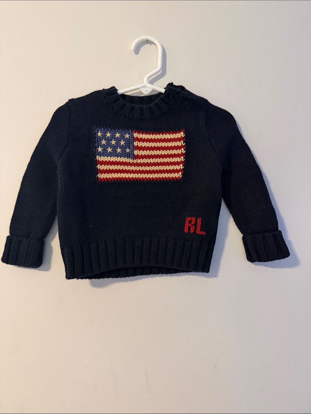 Polo by Ralph Lauren Navy Kids Sweater with Flag Intarsia